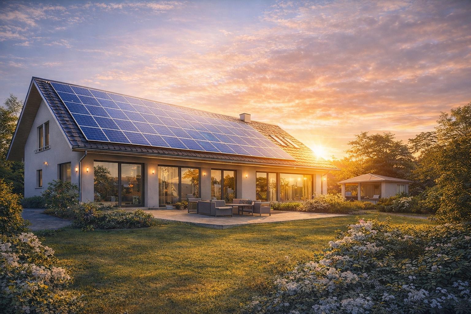 Maison équipée de panneaux photovoltaïques